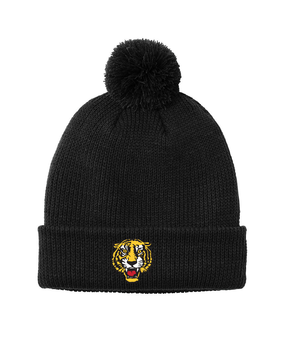 Embroidered Tiger - Cozy Pom Beanie - LIMITED INVENTORY